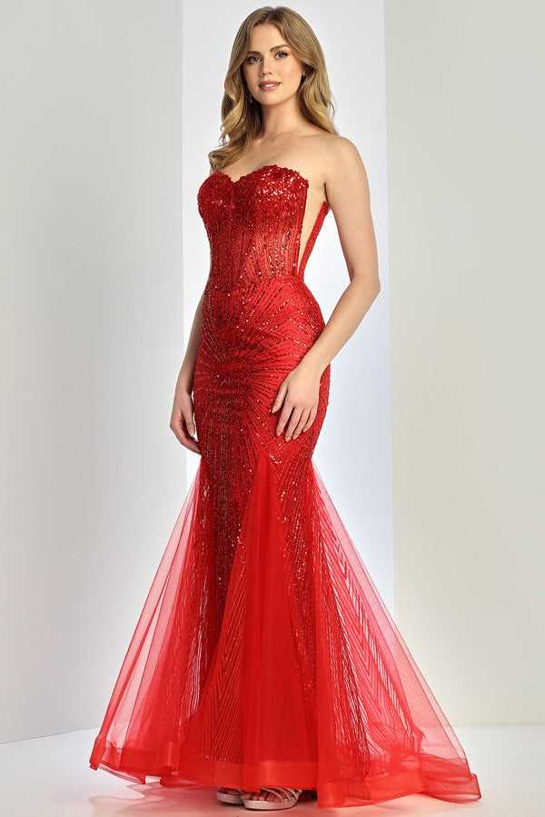 Strapless Glitter Sequin Mermaid Dress