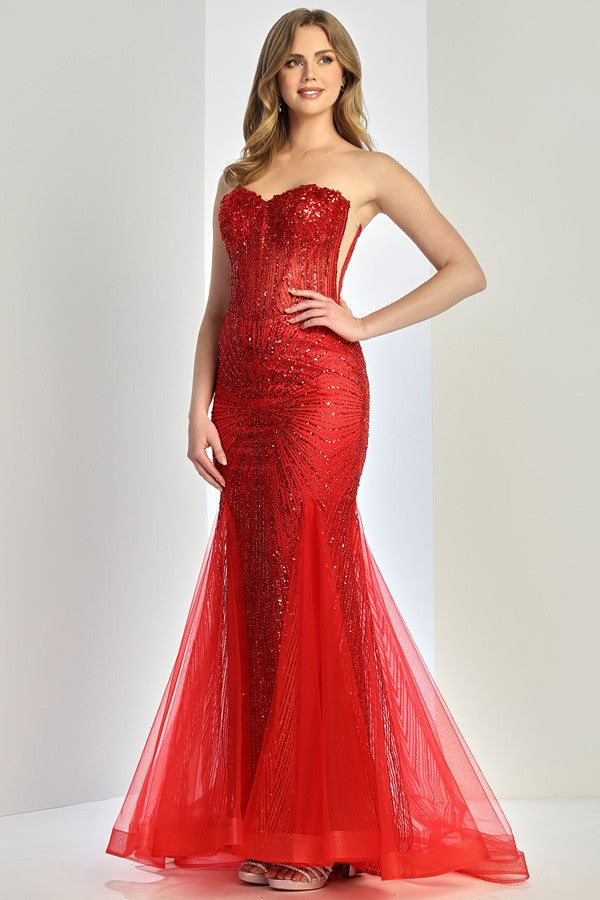 Strapless Glitter Sequin Mermaid Dress