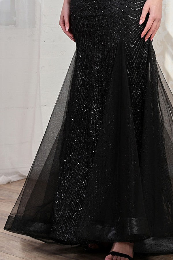 Strapless Glitter Sequin Mermaid Dress