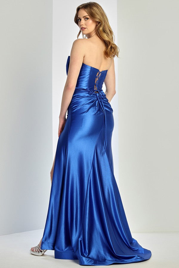 Sweetheart Bow Neckline Satin Sheath Dress