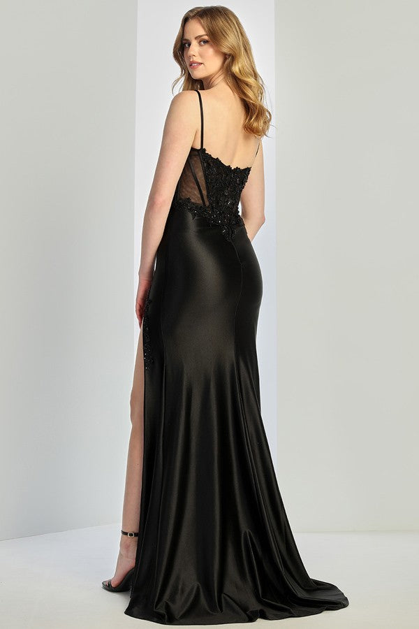 Skinny Straps Sweetheart Stretch Satin Dress