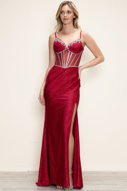 Glitter Sparkly Corset Top Fitted Dress