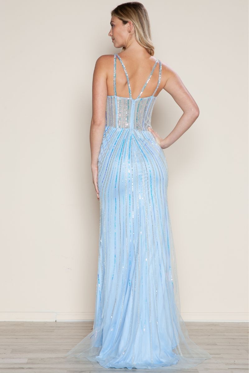 Corset Top Sequin Striped Detail Dress