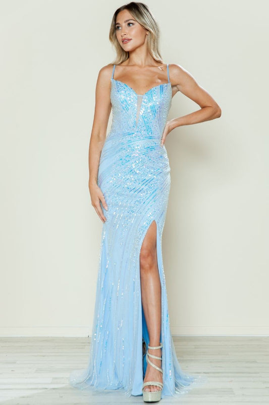 Fitted Sequin Corset Back Night Dress