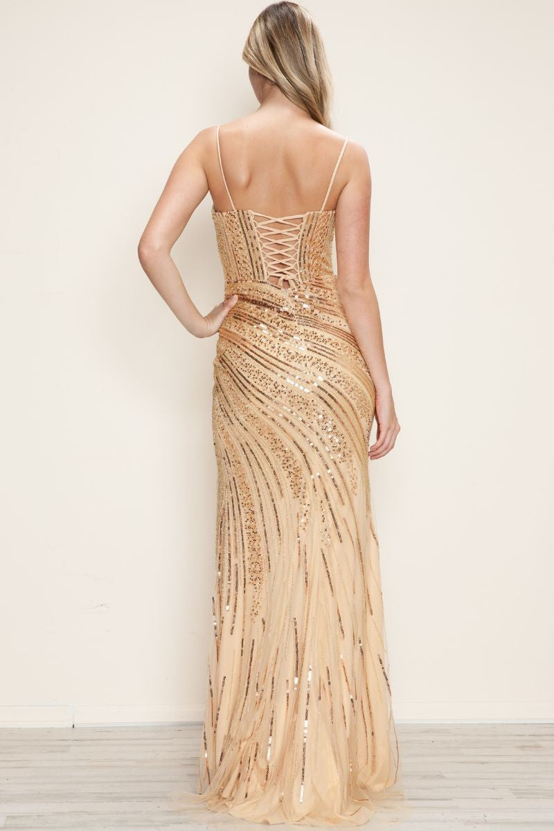 Fitted Sequin Corset Back Night Dress