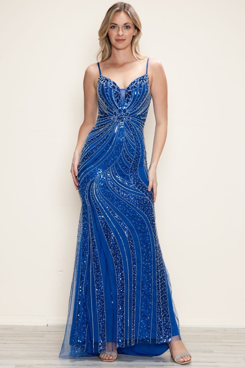 Elegant Sequin Detail Floor Length Dress