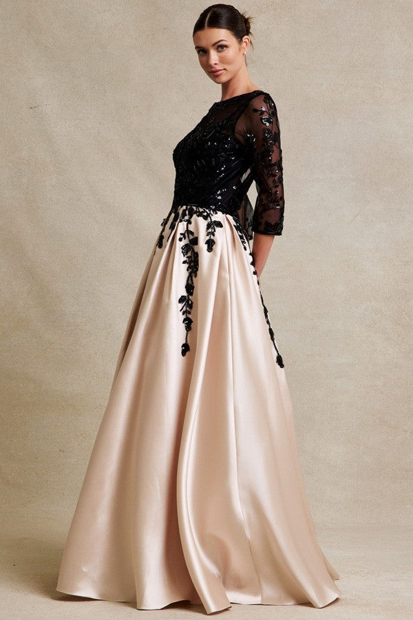 3 Quarter Sleeve Embellished Top Contrast Dress