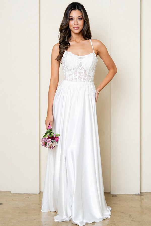 Sleeveless Spaghetti Straps A Line Satin Dress