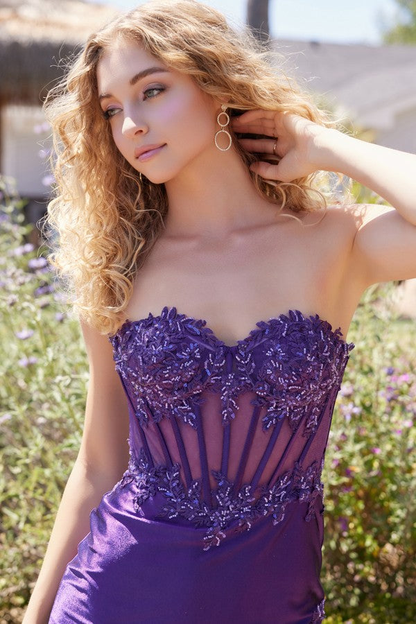 Strapless Embroidery Bead Top Mini Dress