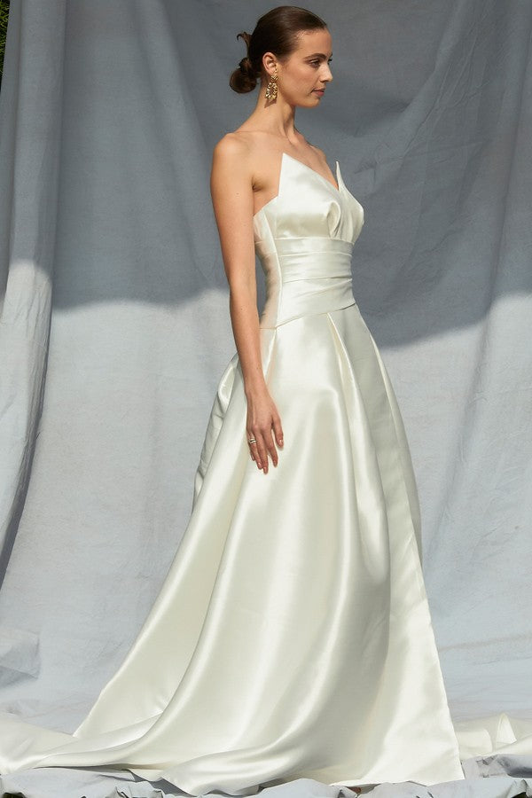Strapless Sweetheart Mikado A-line Wedding Gown