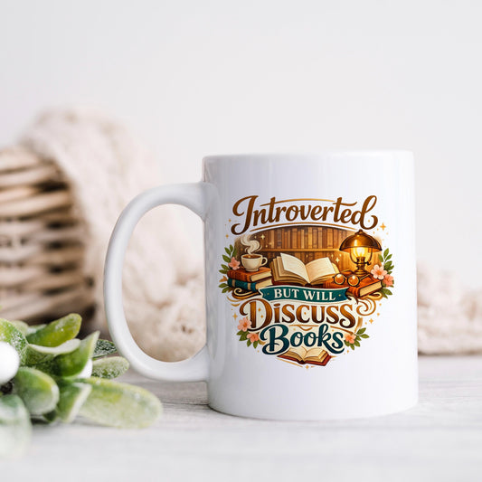Introverted Book Lover Mug – Colorful Ceramic Coffee Cup with Witty Quote