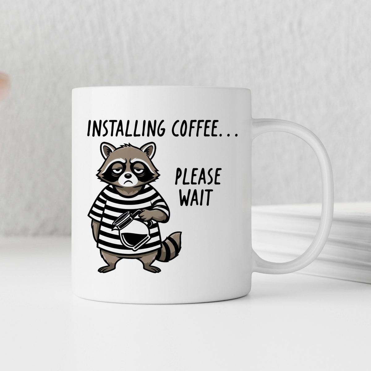 Funny Raccoon Mug - Ceramic Coffee Cup | Coworker Gift, Dishwasher Safe