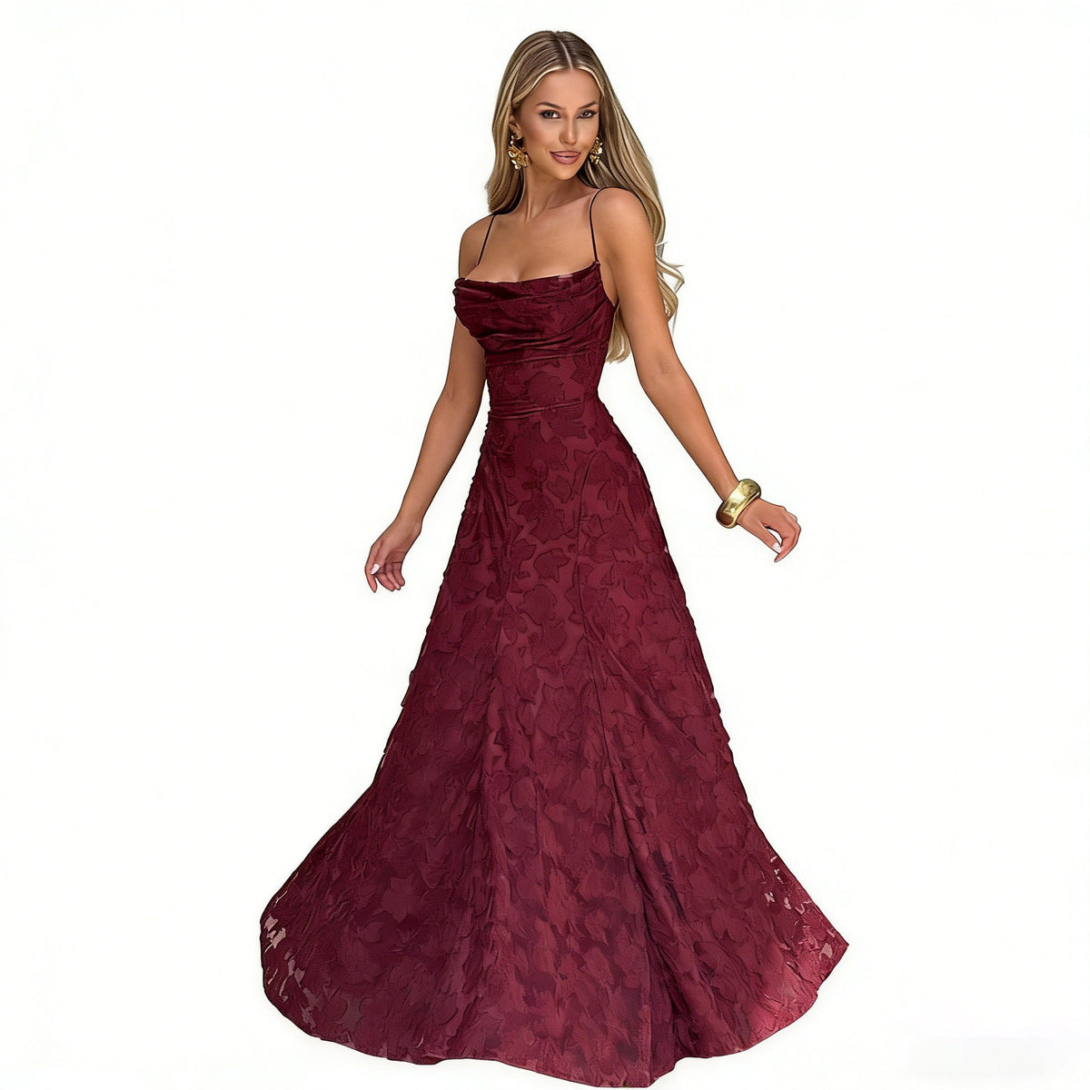Style Women's Evening Dress New Fashion Versatile Hot Girl Style Burgundy Sexy Suspender Dress