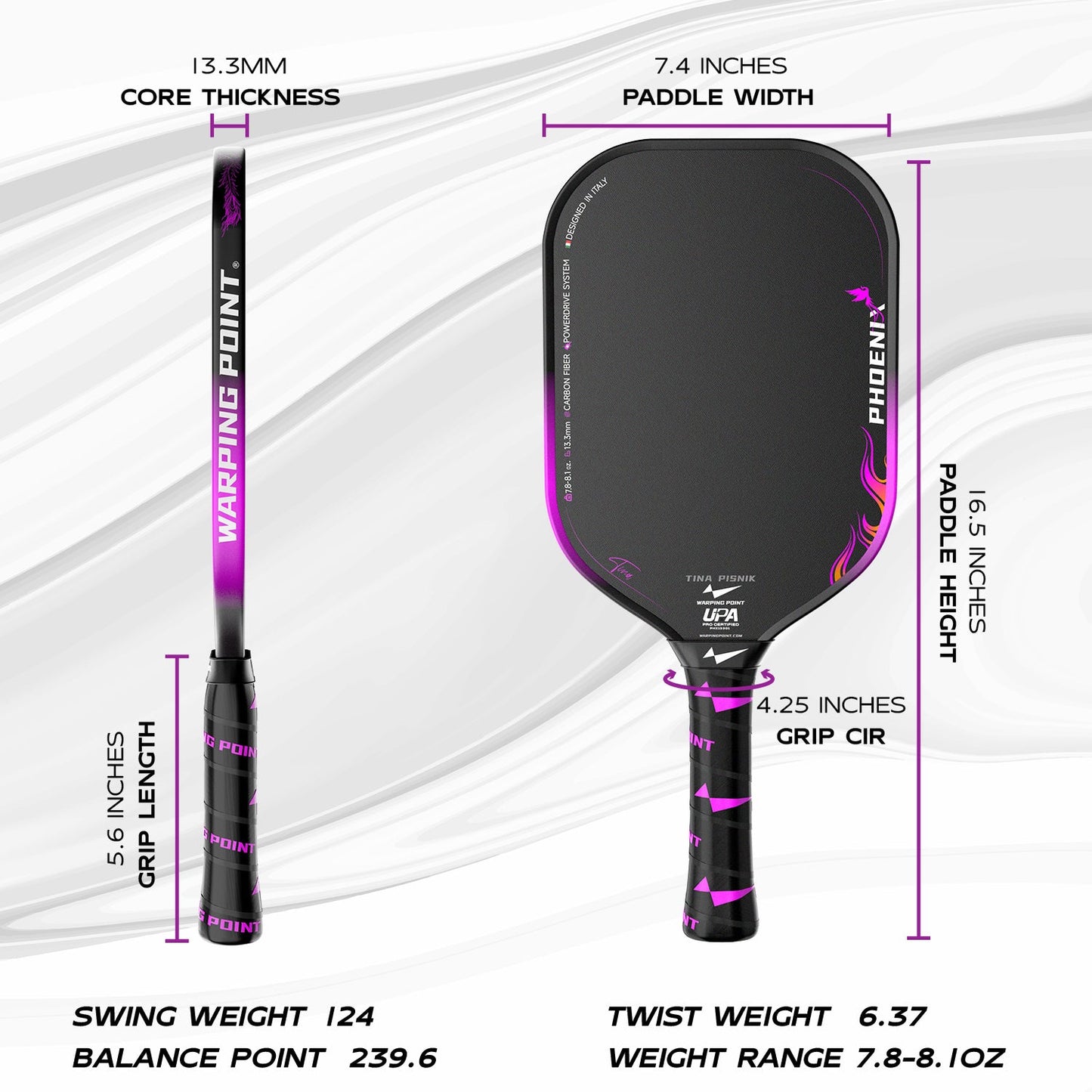 Phoenix Pickleball Paddle - 13.3MM