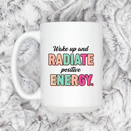 Positive Energy Mug - Motivational Coffee Cup | Cute Pastel Ceramic Cup