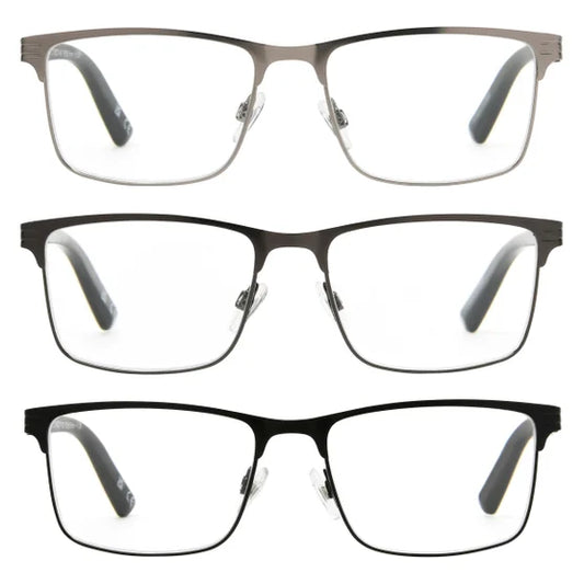 Design Optics by Foster Grant Metal Square Reading Glasses, 3-pack