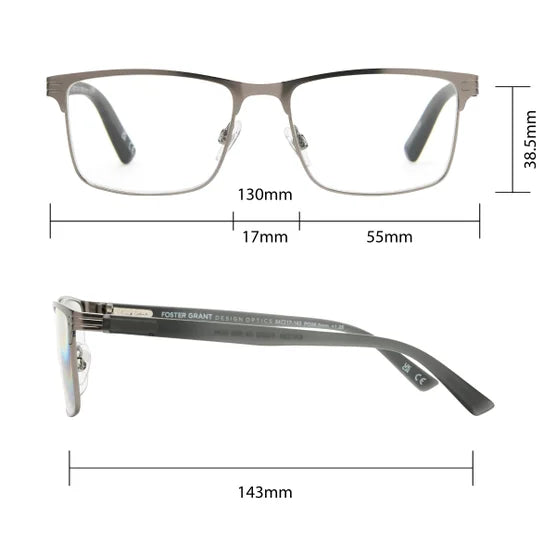 Design Optics by Foster Grant Metal Square Reading Glasses, 3-pack