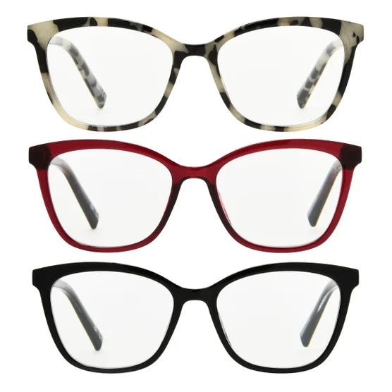 Design Optics by Foster Grant #811 Fashion Cateye Reading Glasses, 3-pack