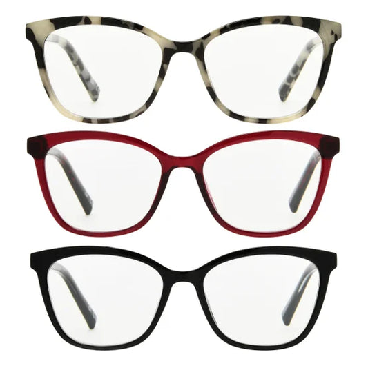 Design Optics by Foster Grant #811 Fashion Cateye Reading Glasses, 3-pack