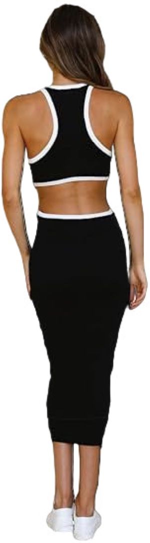 NauLon Womens Sexy Cut Out Waist Open Back Bodycon Dress Ankle Length Ribbed Party Club Midi Dress