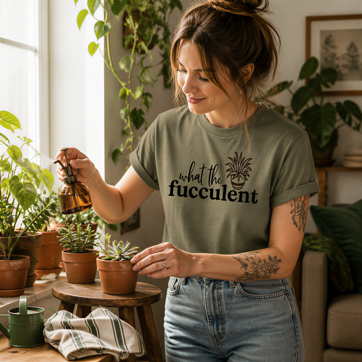 Funny Plant Mom Shirt, What The Fucculent Tee, Bella Canvas 3001
