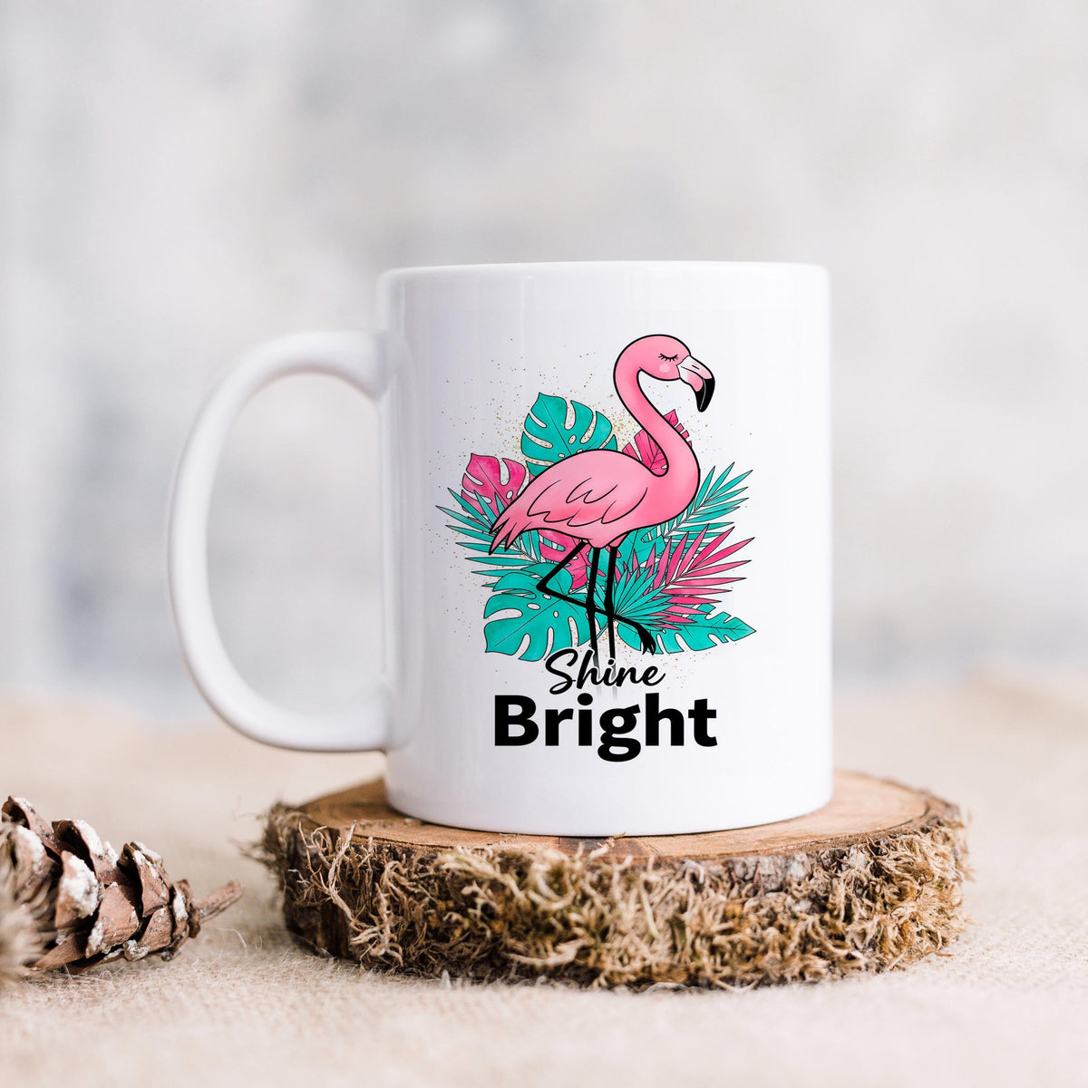 Flamingo Shine Bright Mug – Tropical Coffee Mug | Cute Flamingo Cup, Dishwasher Safe