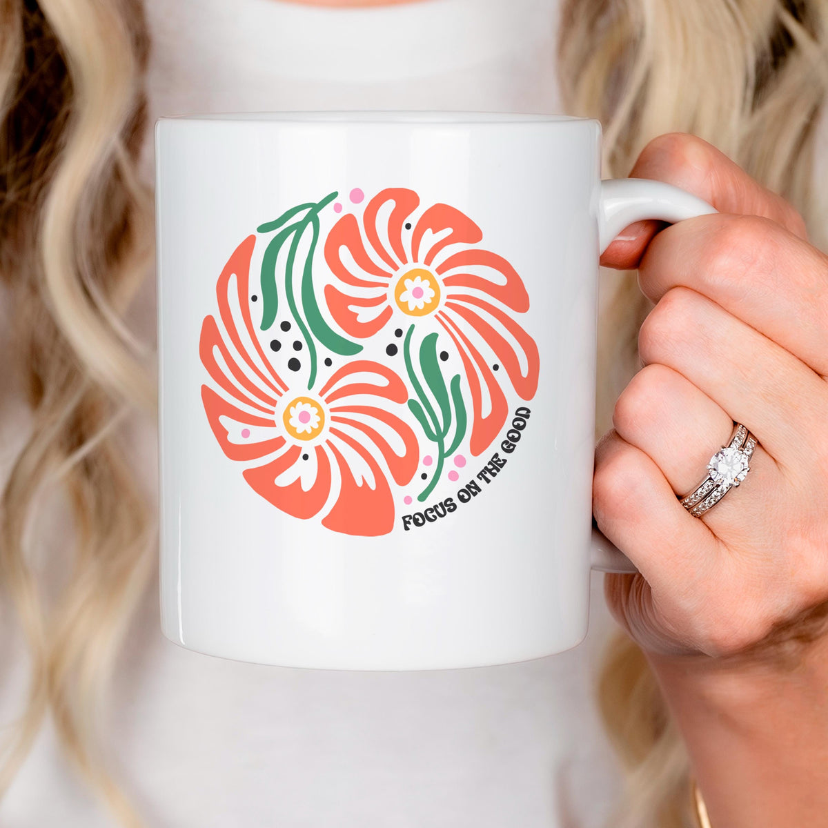 Floral Ceramic Mug – Inspirational Coffee Cup with Motivational Flower Pattern