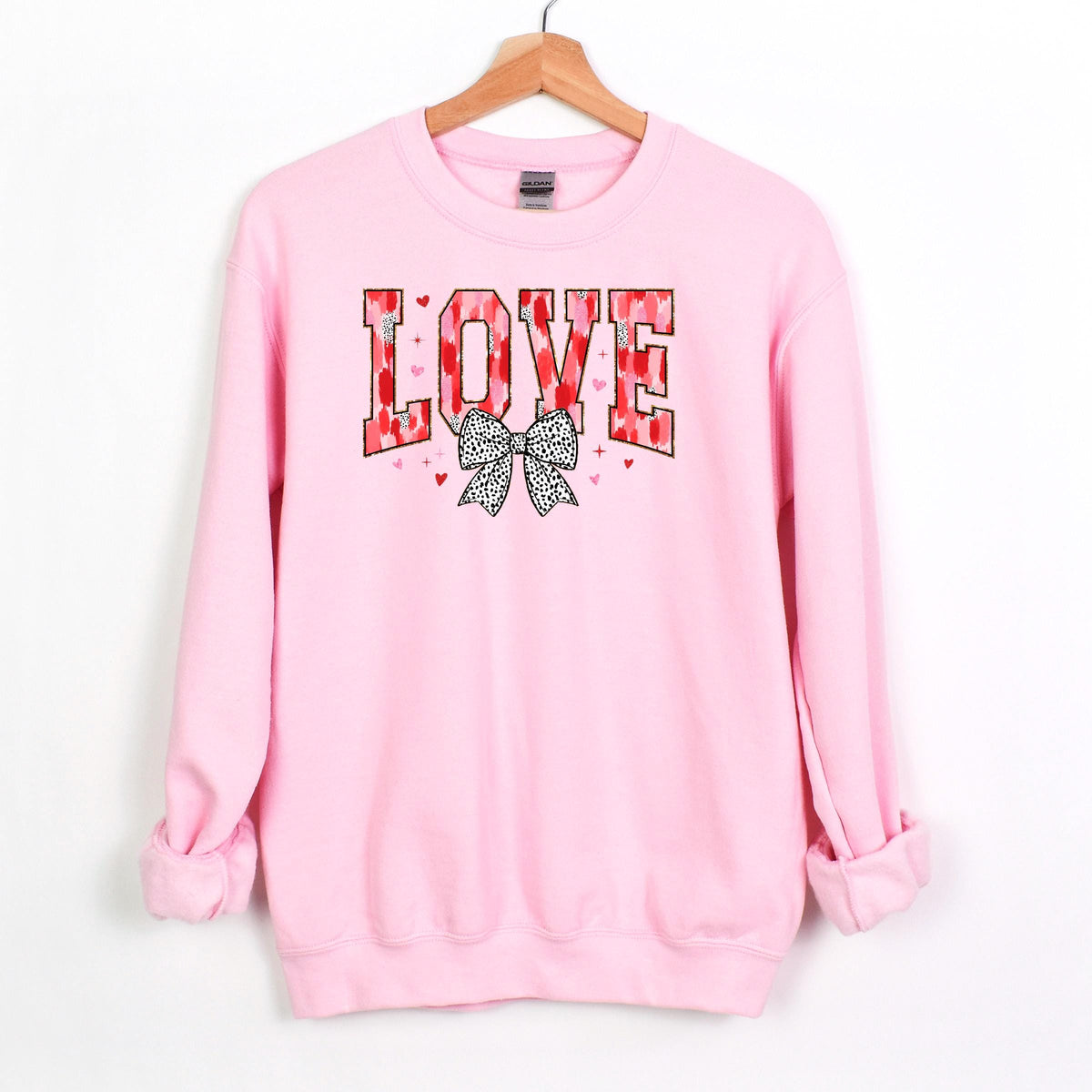 Valentine's Day Sweatshirt - Cute Love Gift Pink Polka Dot Coquette Bow Casual