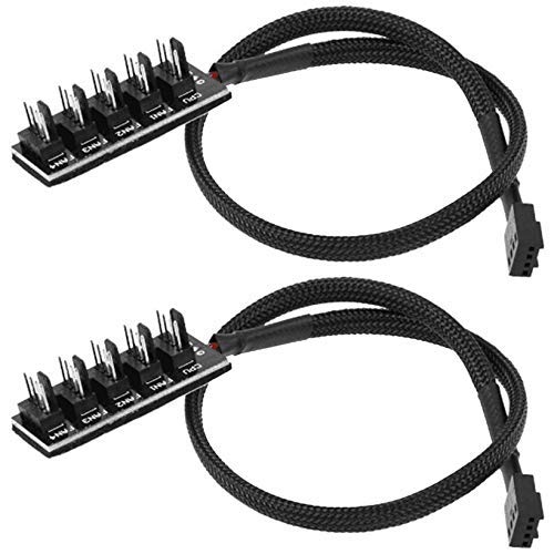 TeamProfitcom 5-Way PWM Fan Hub Splitter Cable, 4-Pin/3-Pin, 14 in, 2-Pack