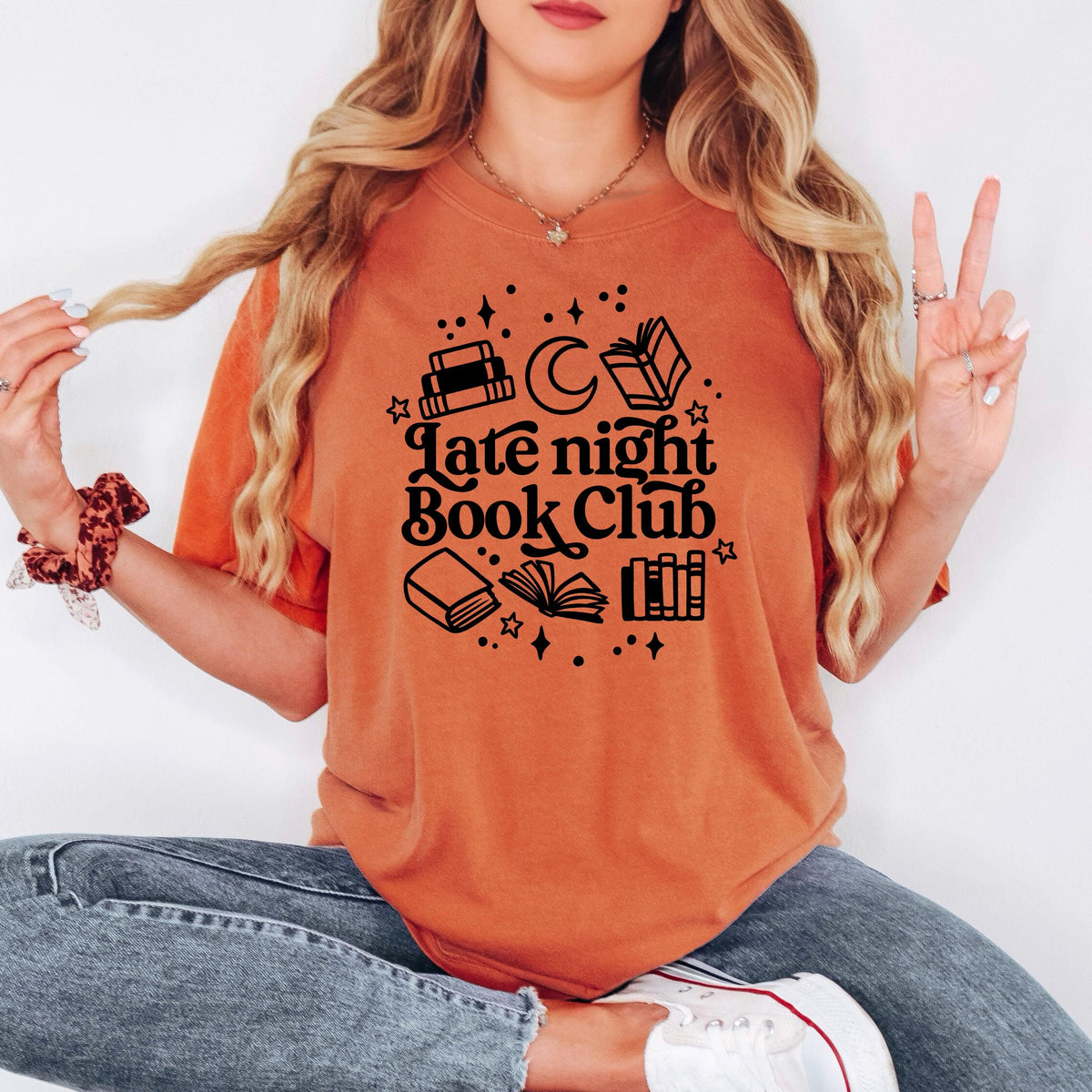Late Night Book Club Tee – Cozy Reading Graphic Shirt | Vintage Bookish Apparel