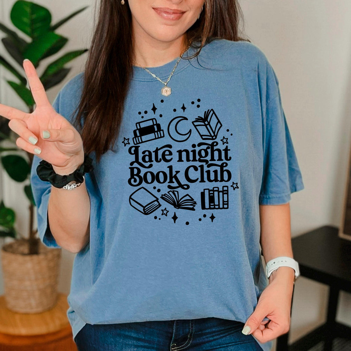 Late Night Book Club Tee – Cozy Reading Graphic Shirt | Vintage Bookish Apparel