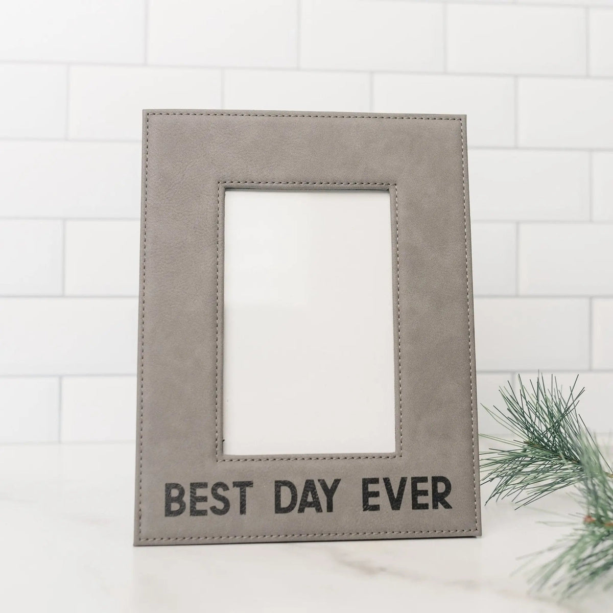 Leather Photo Frame – Elegant Faux Leather Frame For Birthday Gift Her