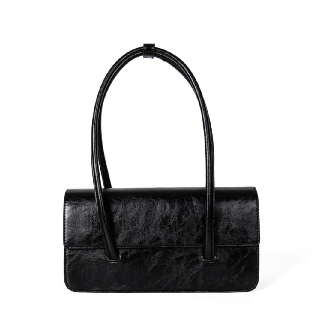 Design oil wax leather shoulder armpit bag, stylish tote bag, top handle purse for women