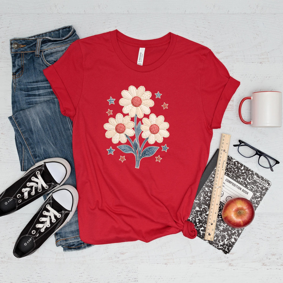 Patriotic Shirt - Floral 4th Of July Tee | Boho Retro Hippie Daisy Lover Shirt