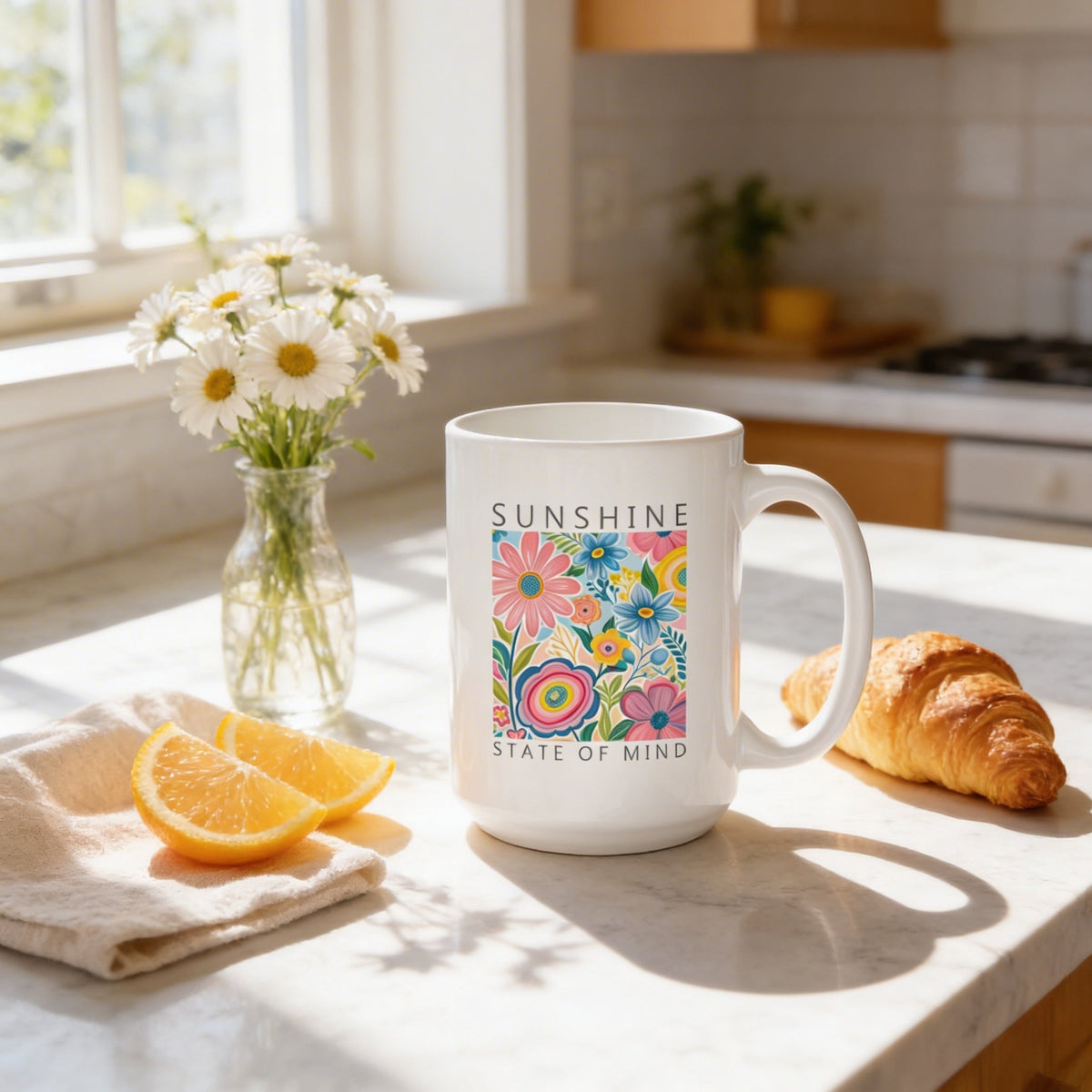 Botanical Ceramic Coffee Mug – Colorful Coffee Cup With Vibrant Floral Design