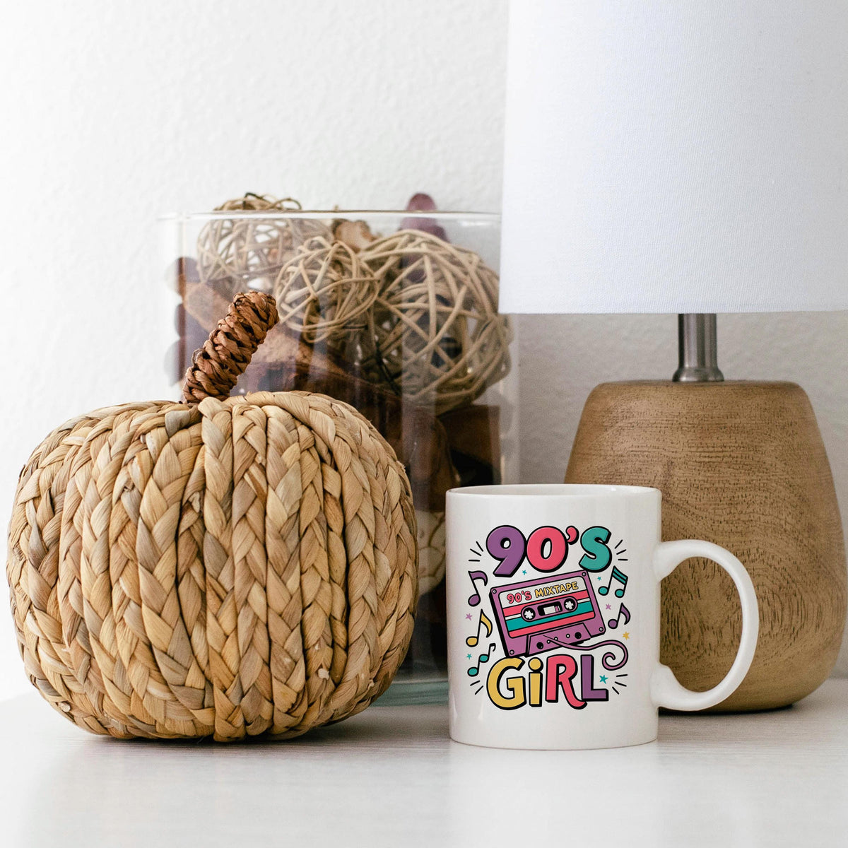90s Girl Coffee Mug – Retro Cassette Tape Design | Microwave Safe Ceramic Cup
