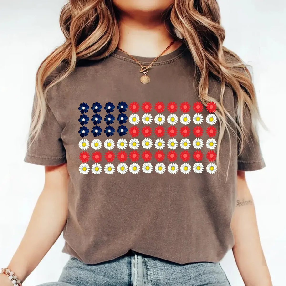 American Flag Daysies, Flowers Independence Day T-shirt