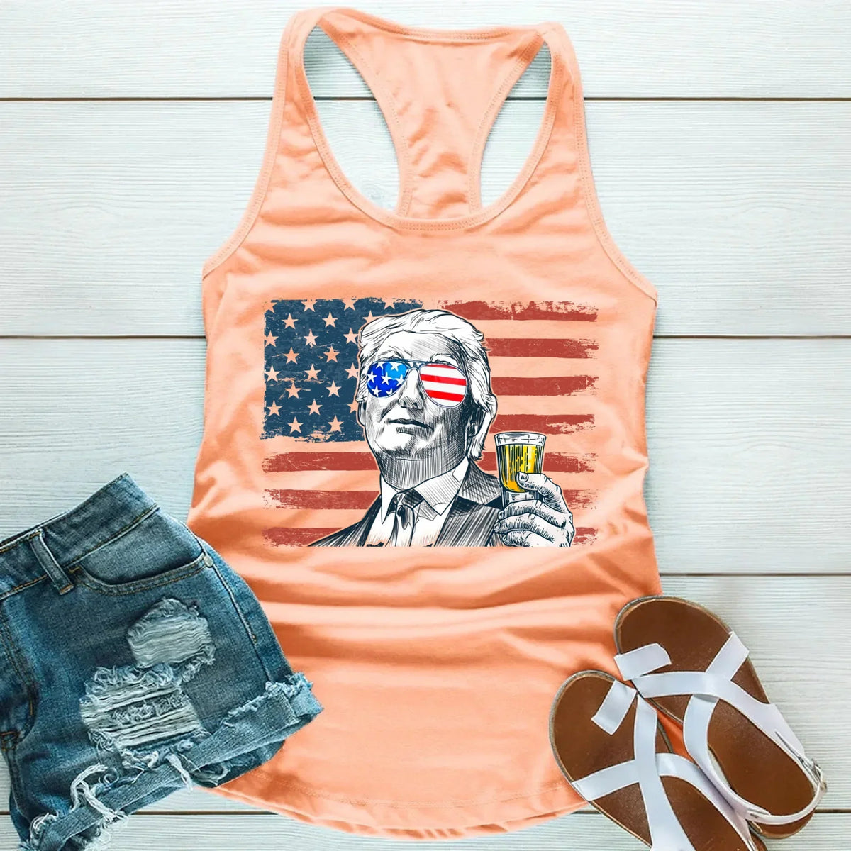Donald Drunk Unisex Tank Top – Funny 4th of July Party Shirt