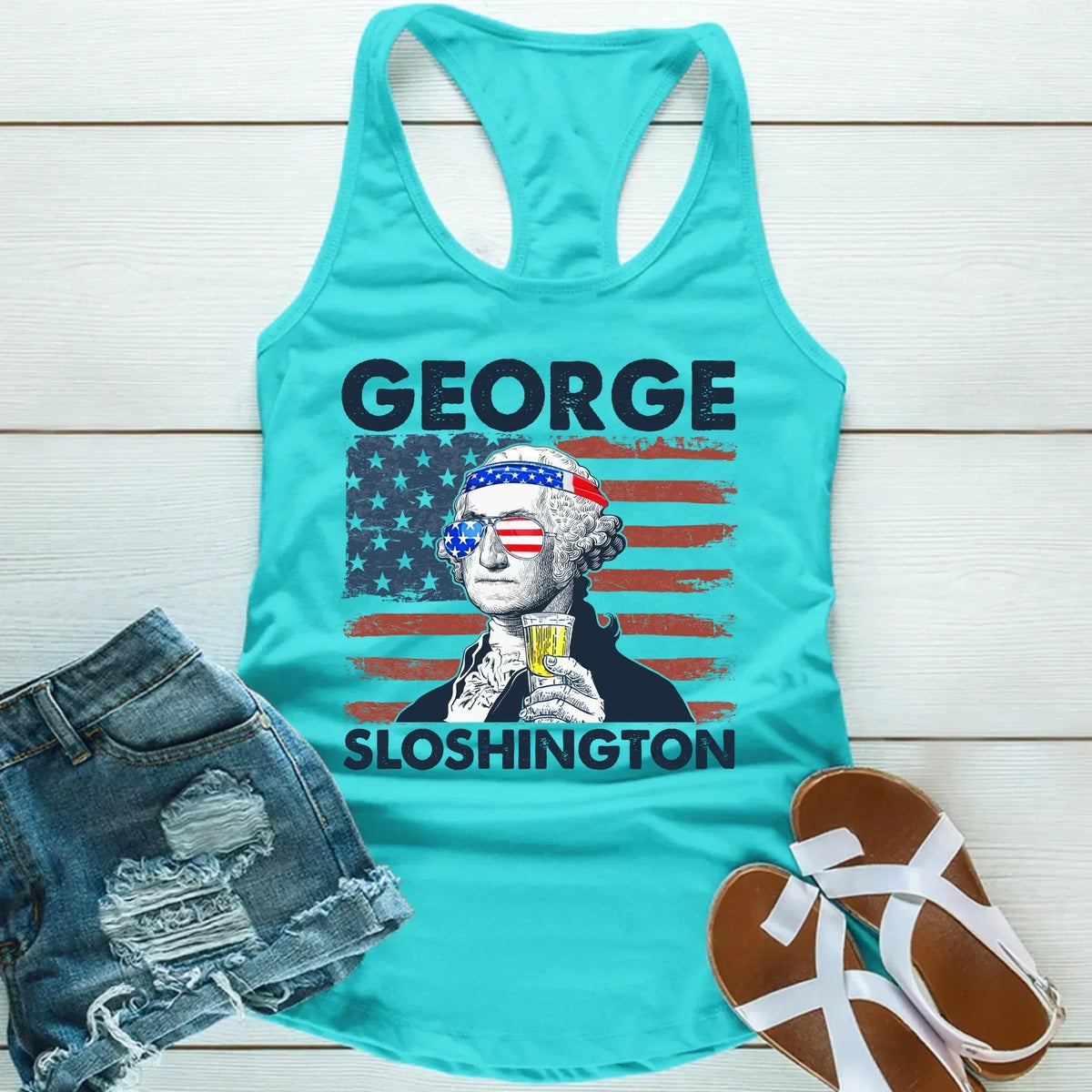 George Sloshington Unisex Tank Top – Founding Father Party Tee