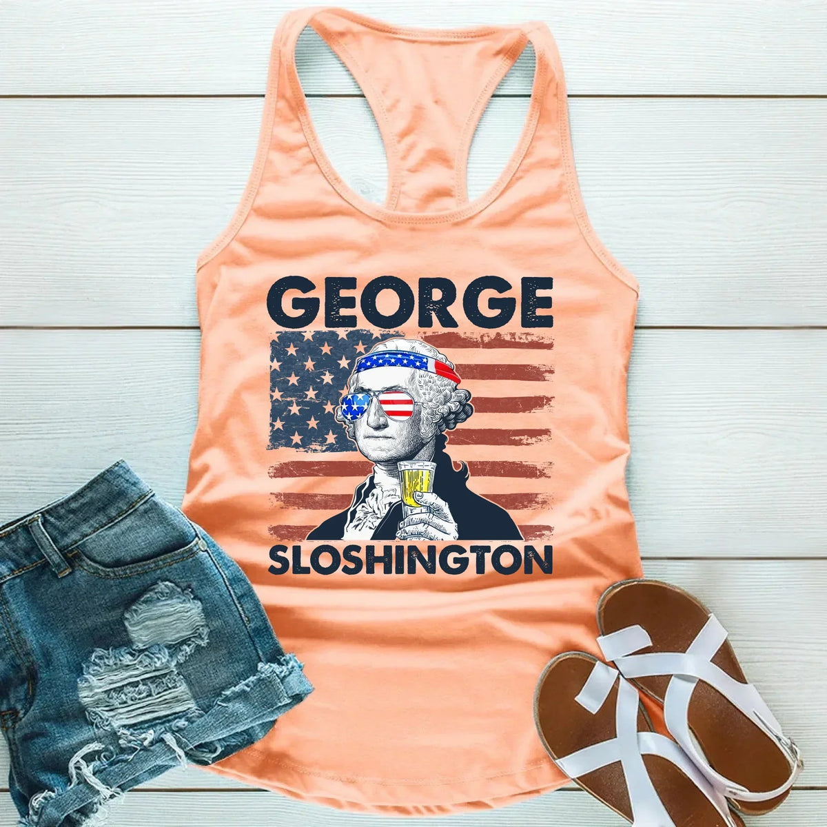 George Sloshington Unisex Tank Top – Founding Father Party Tee
