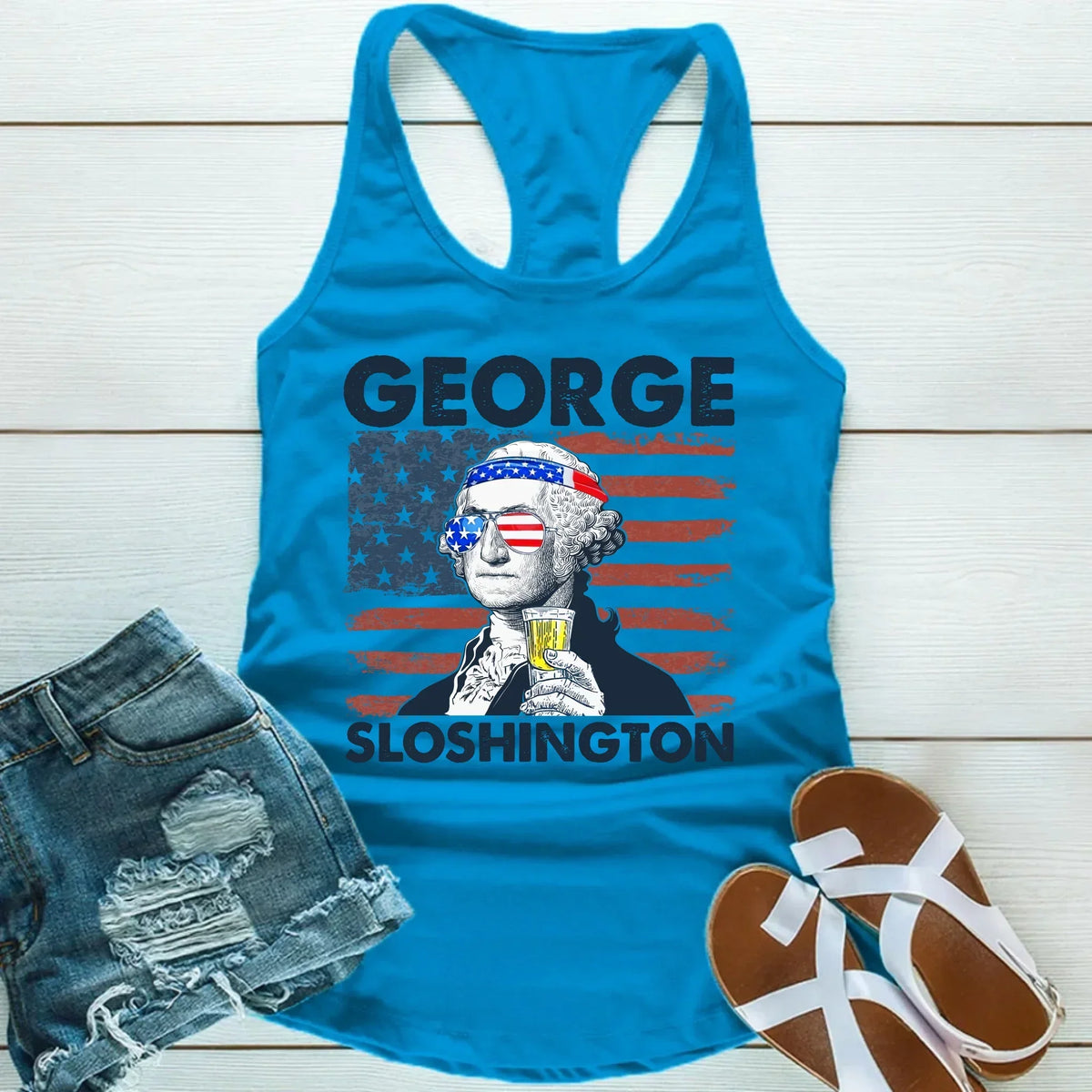 George Sloshington Unisex Tank Top – Founding Father Party Tee