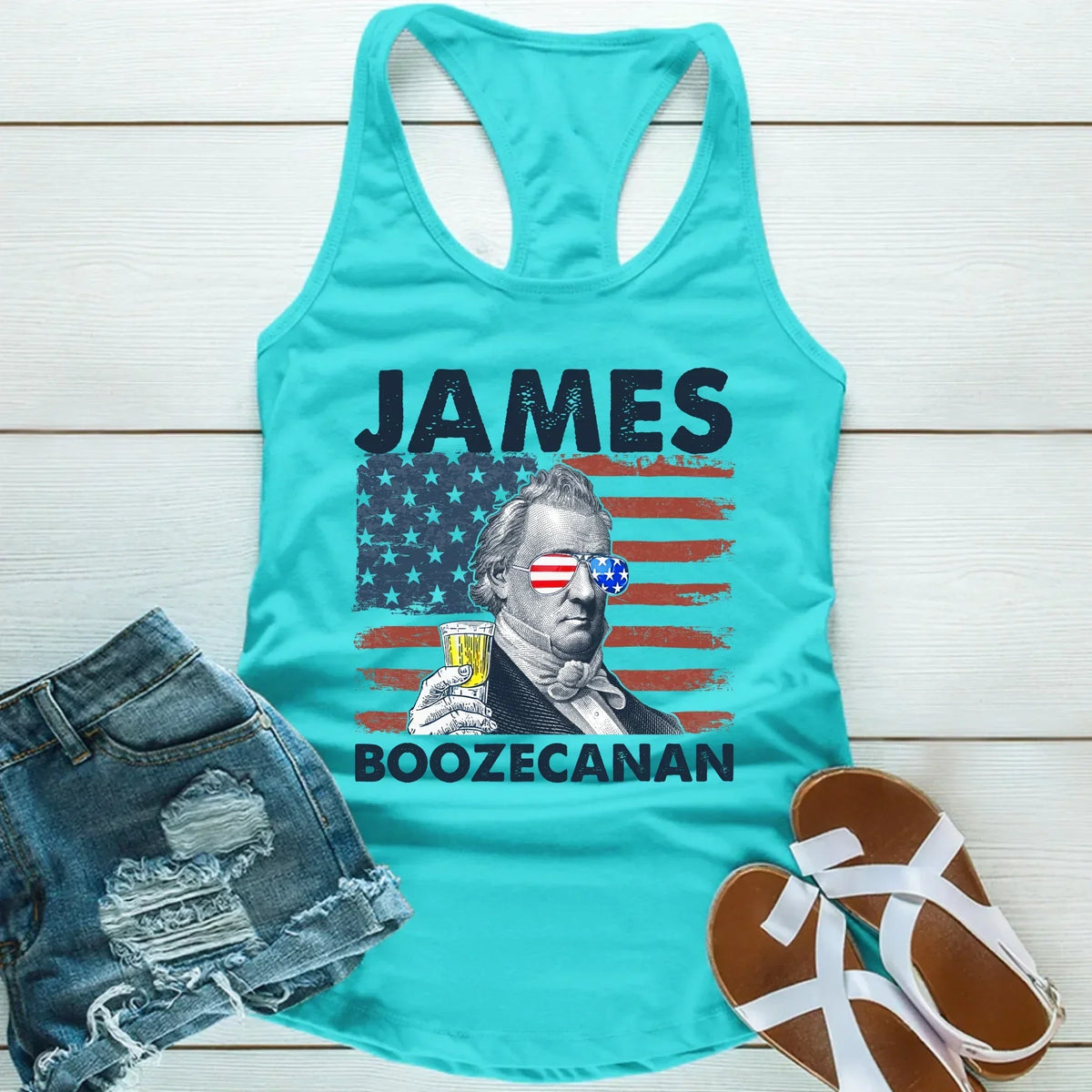 James Boozecanan Unisex Tank Top – Fun 4th of July Drinking Shirt