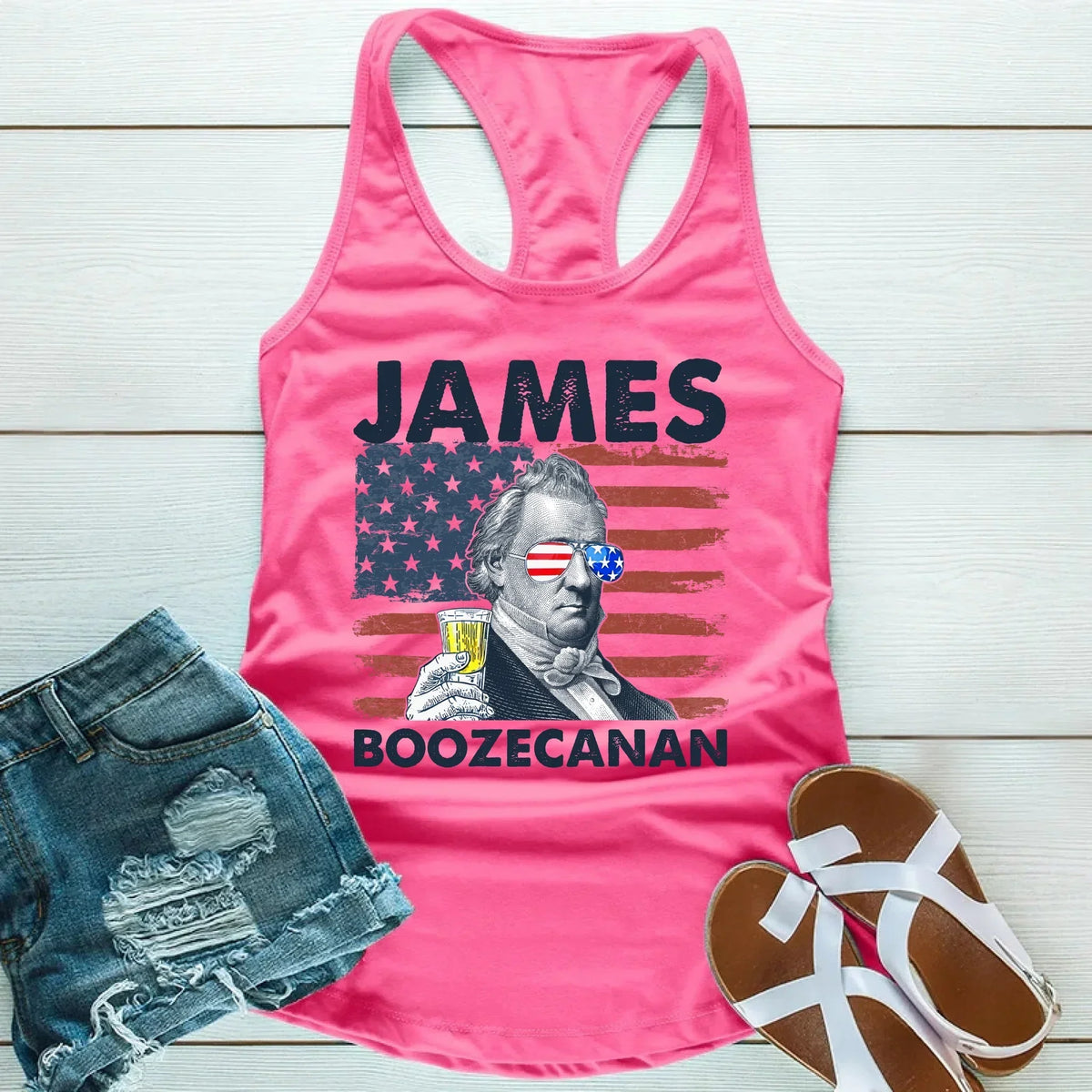 James Boozecanan Unisex Tank Top – Fun 4th of July Drinking Shirt