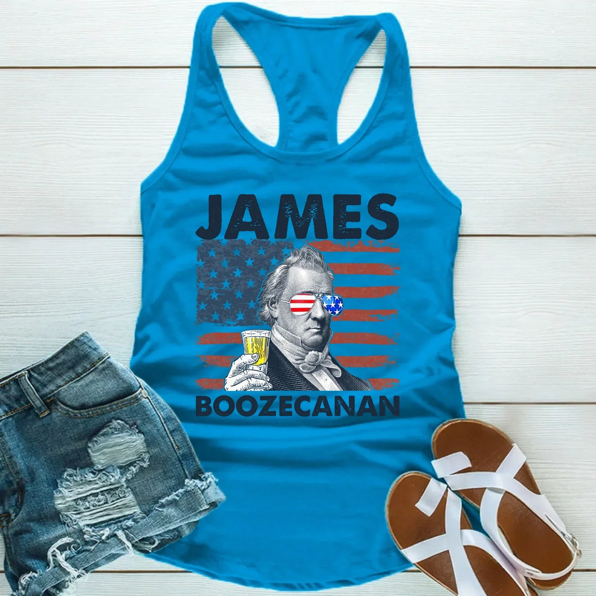 James Boozecanan Unisex Tank Top – Fun 4th of July Drinking Shirt