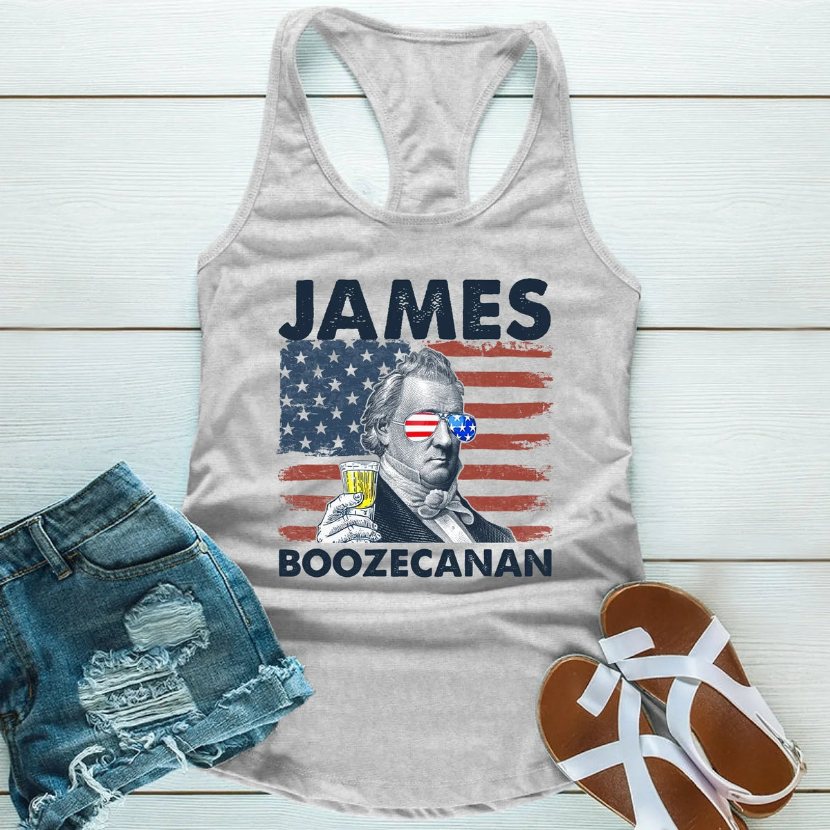 James Boozecanan Unisex Tank Top – Fun 4th of July Drinking Shirt