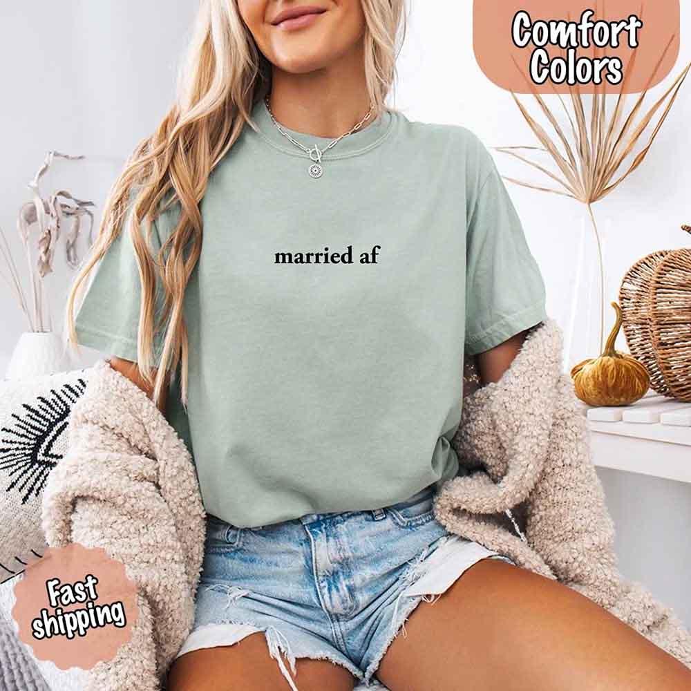 Married AF Comfort Colors T-Shirt, Just Married Couple Tee