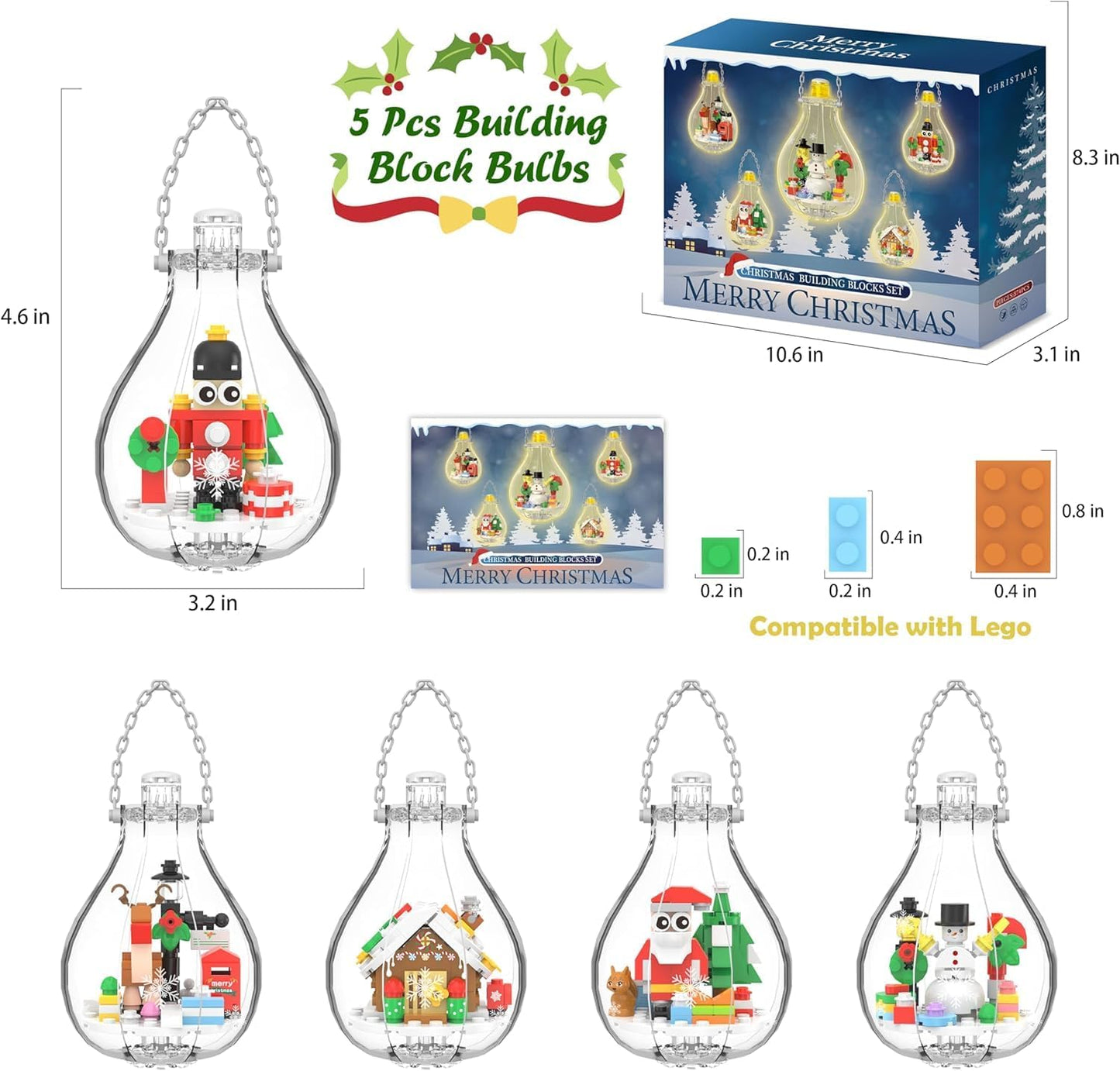 Christmas Ornaments Building Blocks 5 Pack