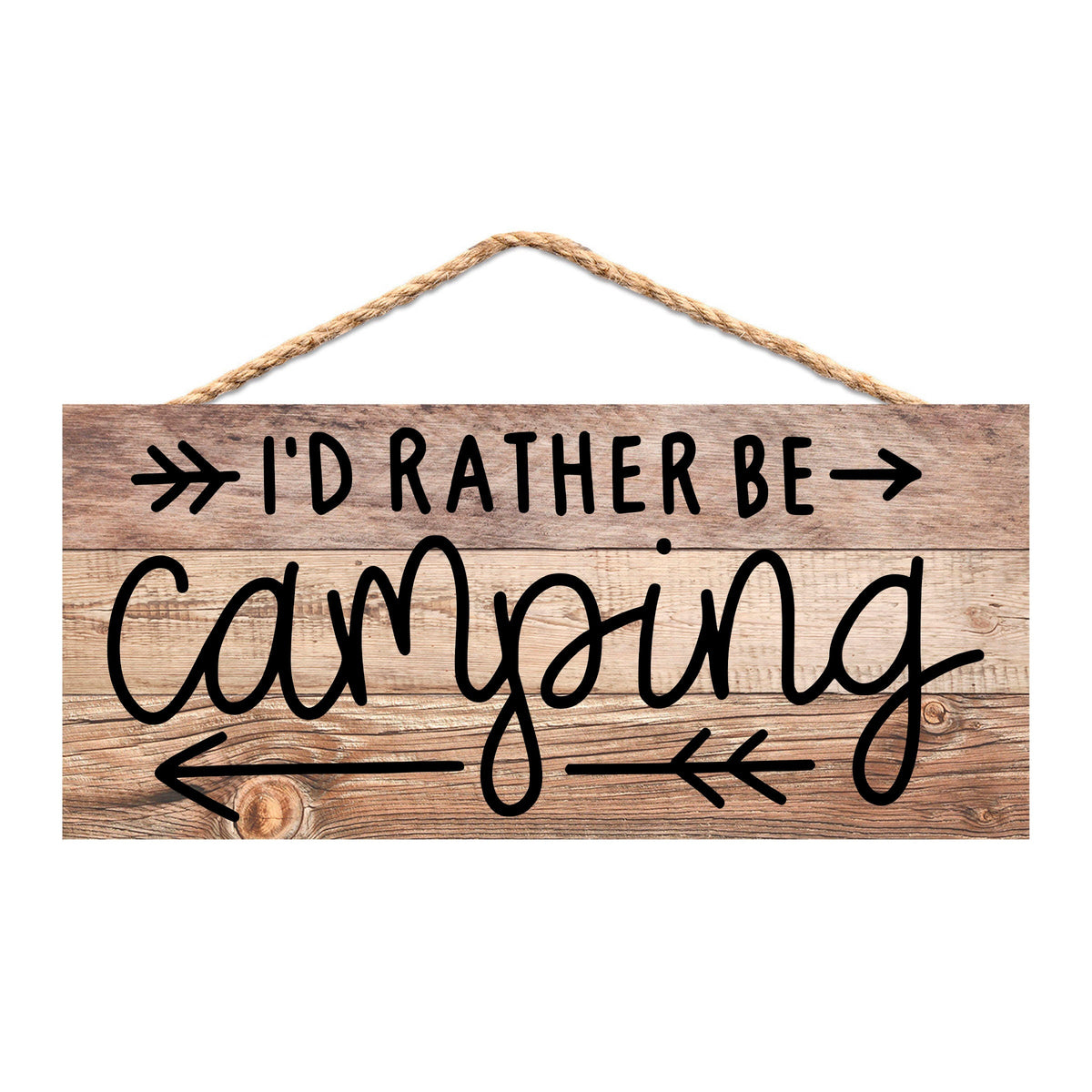 Rustic Camping Sign - I'd Rather Be Camping Wall Art | Wooden Cabin Decor