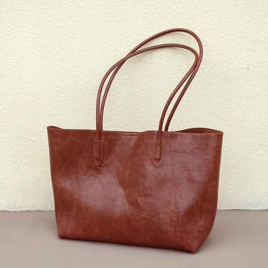 Design women's large capacity tote purse, vintage commuter shoulder bag, versatile underarm tote bag, top handle purse