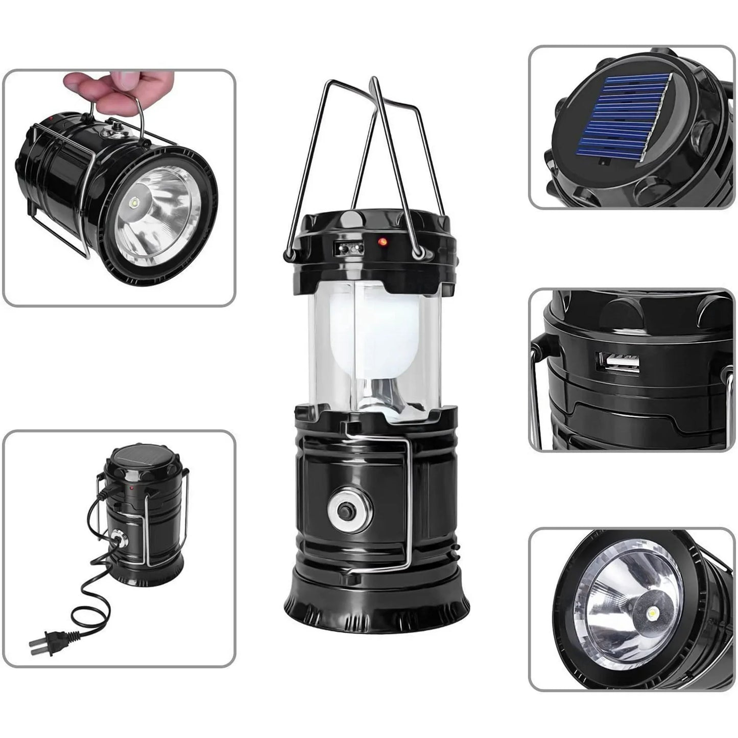 Lanterns, Rechargeable Led Camping Lantern, Solar Lantern Flashlights Charging for Phone
